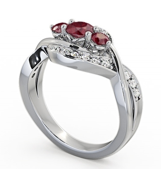 Three Stone Ruby and Diamond 0.70ct Ring Platinum - Belsay TH23GEM_WG_RU_THUMB1
