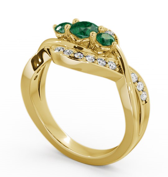 Three Stone Emerald and Diamond 0.59ct Ring 9K Yellow Gold TH23GEM_YG_EM_THUMB1