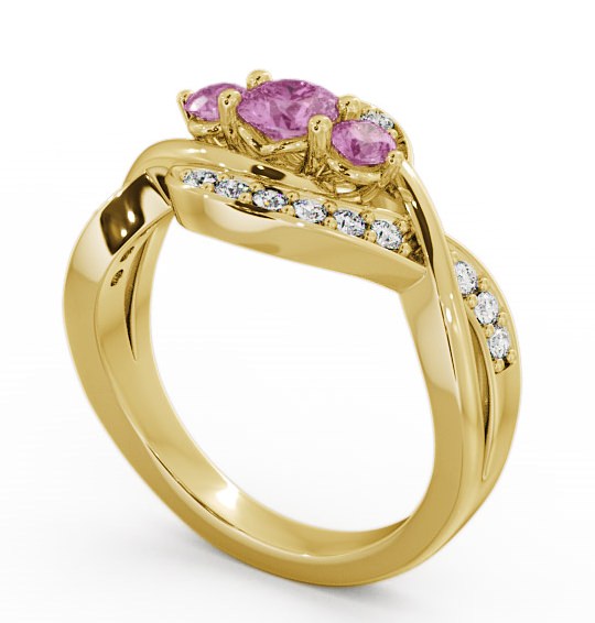 Three Stone Pink Sapphire and Diamond 0.70ct Ring 9K Yellow Gold - Belsay TH23GEM_YG_PS_THUMB1