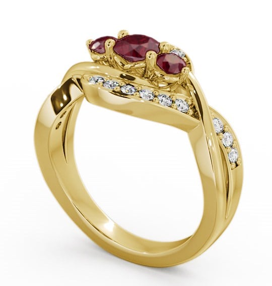 Three Stone Ruby and Diamond 0.70ct Ring 9K Yellow Gold - Belsay TH23GEM_YG_RU_THUMB1