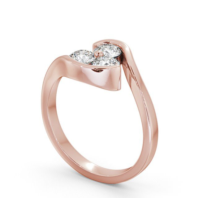 Three Stone Round Diamond Ring 9K Rose Gold - Haine TH24_RG_SIDE