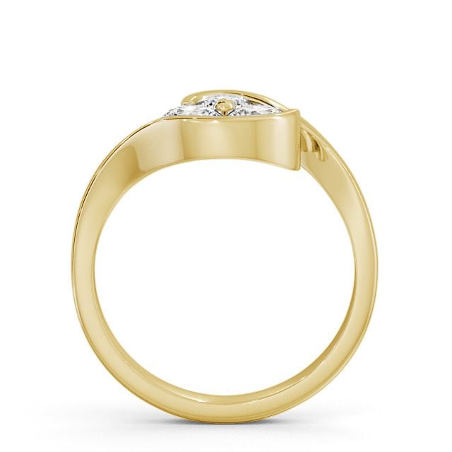 Three Stone Round Diamond Ring 9K Yellow Gold - Haine TH24_YG_UP