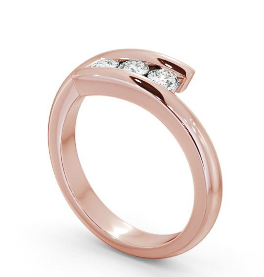 Three Stone Round Diamond Offset Band Ring 18K Rose Gold TH25_RG_THUMB1