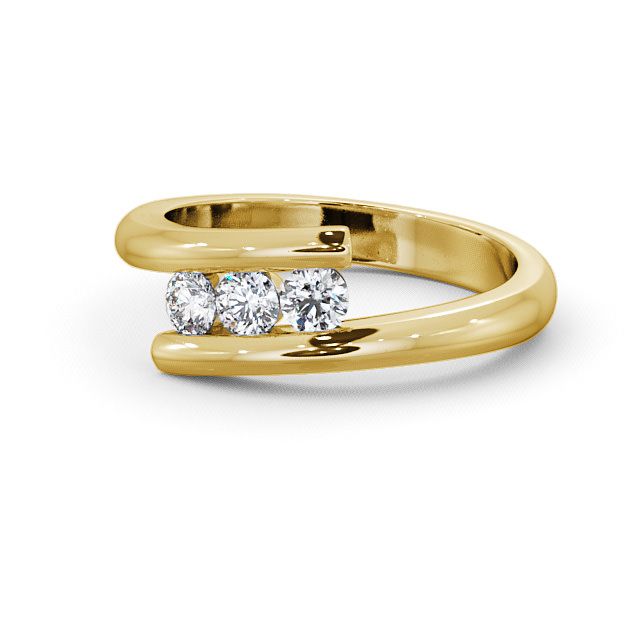 Three Stone Round Diamond Ring 9K Yellow Gold - Tewin TH25_YG_FLAT