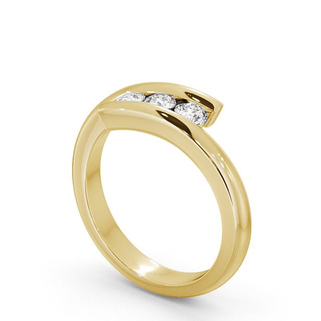 Three Stone Round Diamond Ring 9K Yellow Gold - Tewin TH25_YG_SIDE