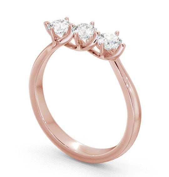 Three Stone Round Diamond Rotated Head Set Ring 9K Rose Gold TH26_RG_THUMB1 