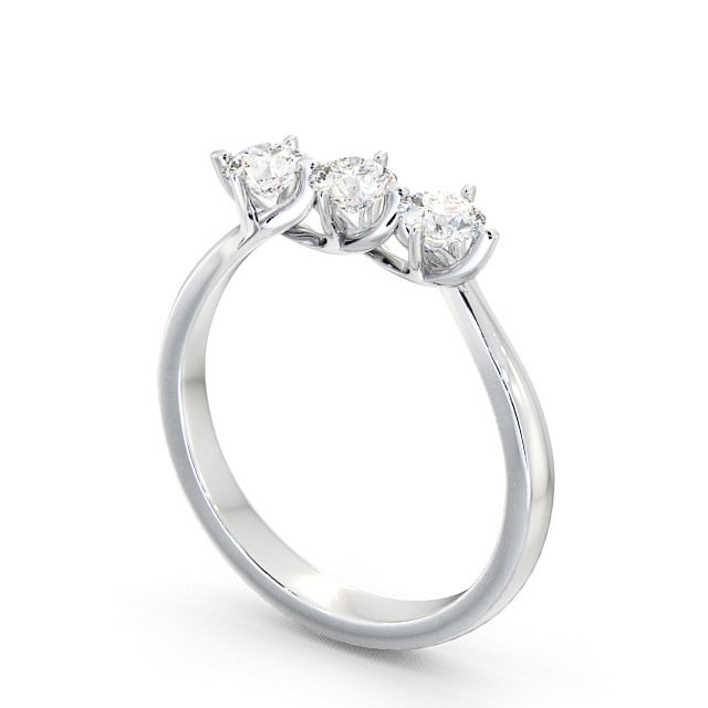 Three Stone Round Diamond Ring 18K White Gold - Arrington TH26_WG_SIDE