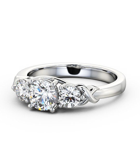  Three Stone Round Diamond Ring 9K White Gold - Pisa TH27_WG_THUMB2 