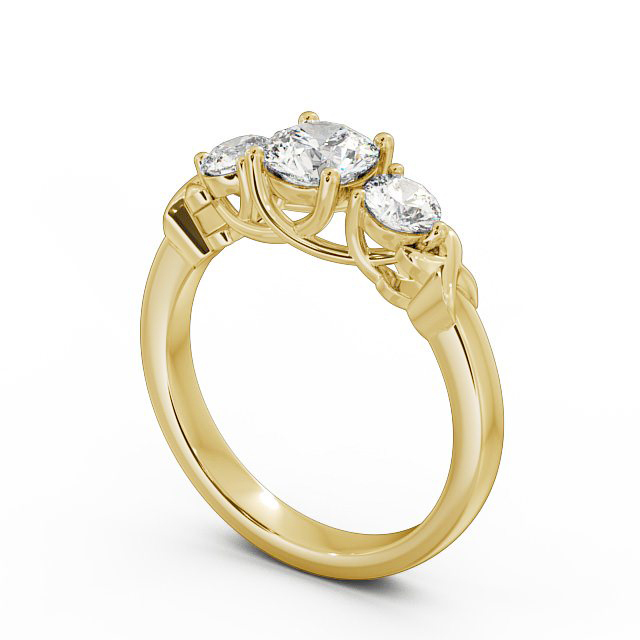 Three Stone Round Diamond Ring 18K Yellow Gold - Pisa TH27_YG_SIDE