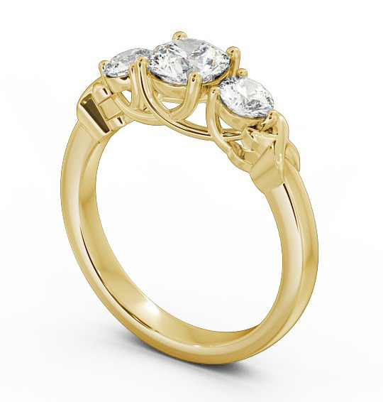 Three Stone Round Diamond Ring 18K Yellow Gold - Pisa TH27_YG_THUMB1