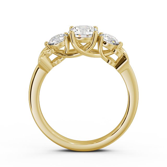 Three Stone Round Diamond Ring 18K Yellow Gold - Pisa TH27_YG_UP