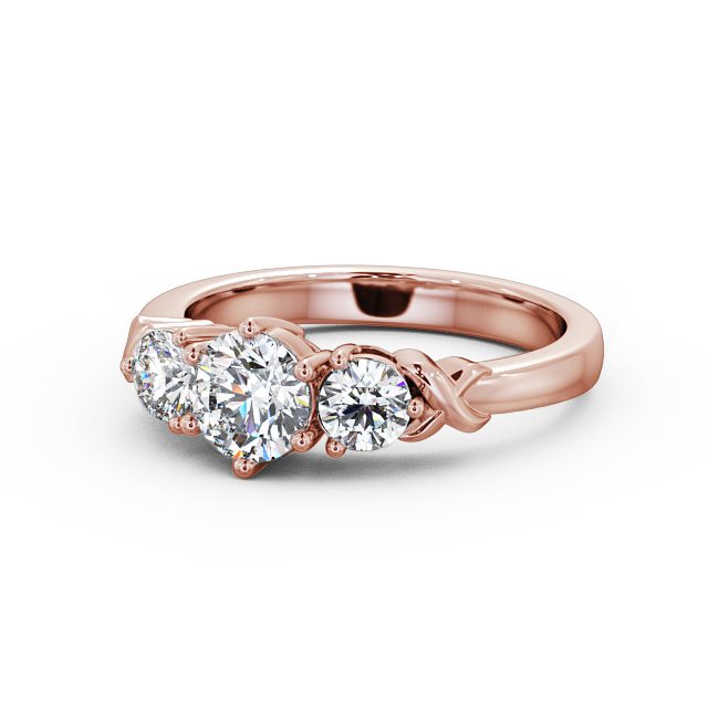 Three Stone Round Diamond Ring 9K Rose Gold - Kirsten TH28_RG_FLAT