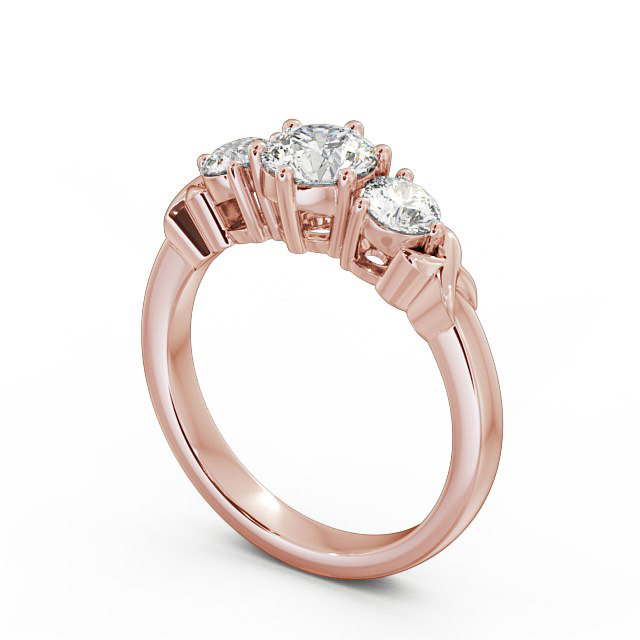 Three Stone Round Diamond Ring 9K Rose Gold - Kirsten TH28_RG_SIDE