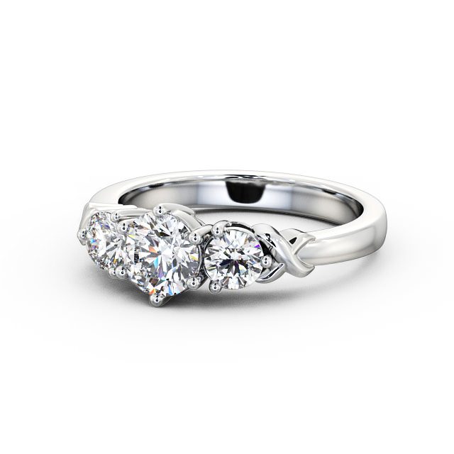 Three Stone Round Diamond Ring 18K White Gold - Kirsten TH28_WG_FLAT