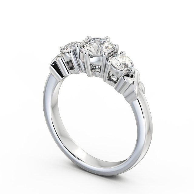 Three Stone Round Diamond Ring 18K White Gold - Kirsten TH28_WG_SIDE