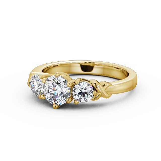 Three Stone Round Diamond Ring 9K Yellow Gold - Kirsten TH28_YG_FLAT