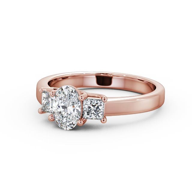 Three Stone Oval Diamond Ring 18K Rose Gold - Claudia TH29_RG_FLAT