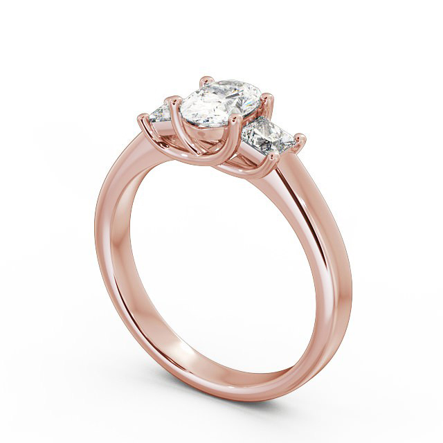 Three Stone Oval Diamond Ring 9K Rose Gold - Claudia TH29_RG_SIDE