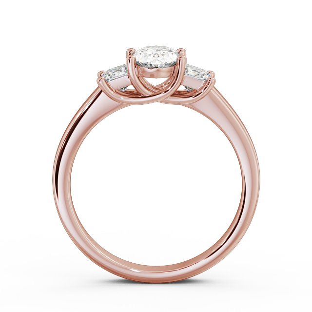 Three Stone Oval Diamond Ring 18K Rose Gold - Claudia TH29_RG_UP
