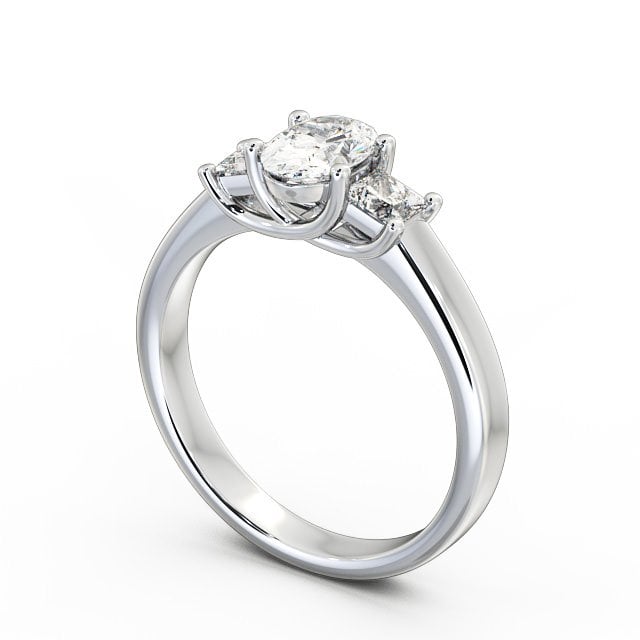 Three Stone Oval Diamond Ring 18K White Gold - Claudia TH29_WG_SIDE