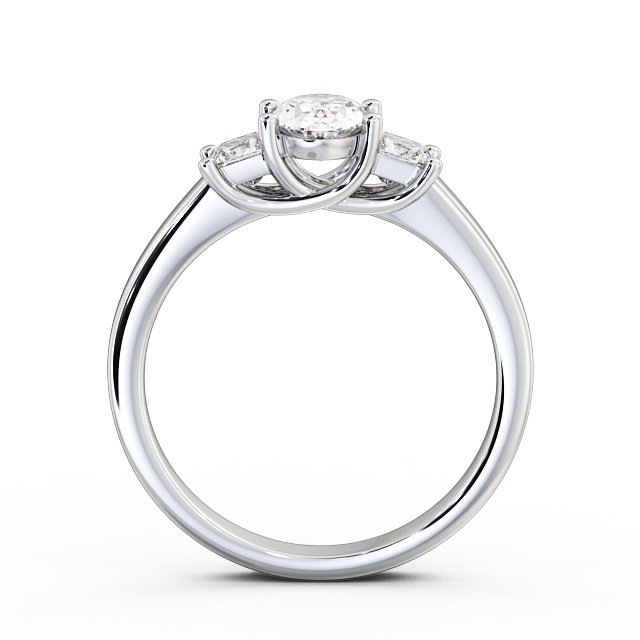 Three Stone Oval Diamond Ring 18K White Gold - Claudia TH29_WG_UP