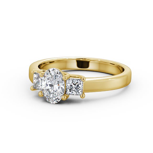 Three Stone Oval Diamond Ring 9K Yellow Gold - Claudia TH29_YG_FLAT