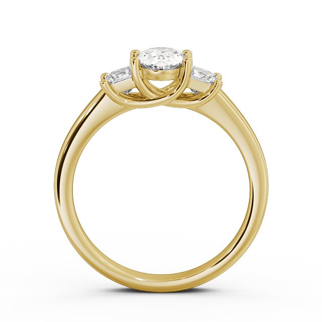 Three Stone Oval Diamond Ring 9K Yellow Gold - Claudia TH29_YG_UP