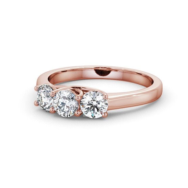 Three Stone Round Diamond Ring 9K Rose Gold - Aberfoyle TH2_RG_FLAT
