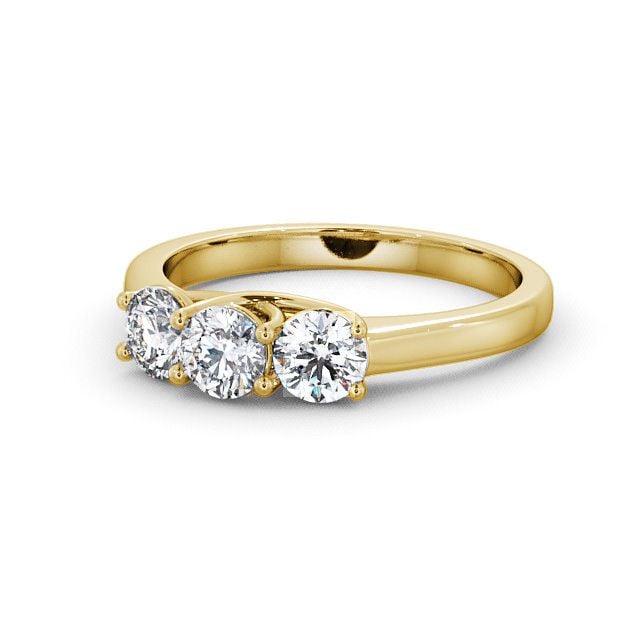 Three Stone Round Diamond Ring 18K Yellow Gold - Aberfoyle TH2_YG_FLAT