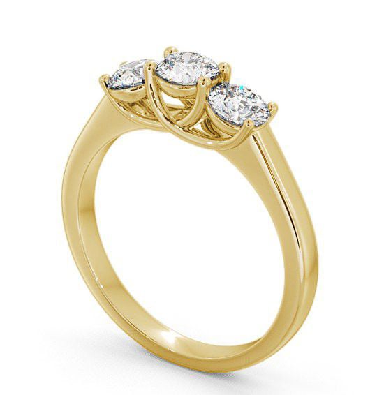Three Stone Round Diamond Sweeping Prongs Ring 9K Yellow Gold TH2_YG_THUMB1