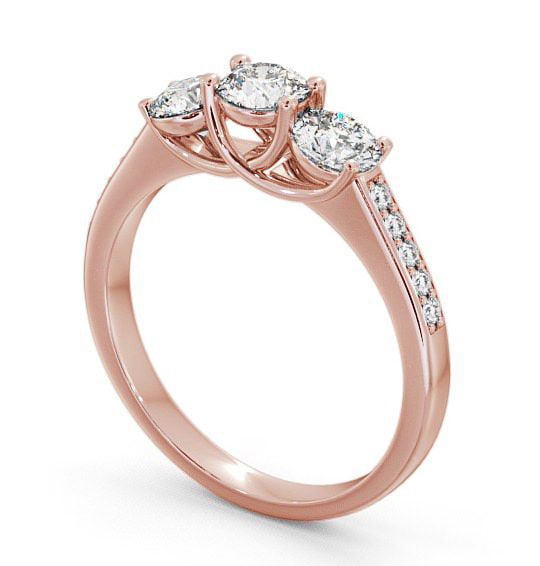 Three Stone Round Diamond Ring 9K Rose Gold With Side Stones - Chesley TH2S_RG_THUMB1 