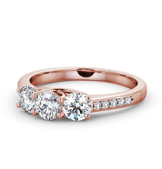  Three Stone Round Diamond Ring 9K Rose Gold With Side Stones - Chesley TH2S_RG_THUMB2 