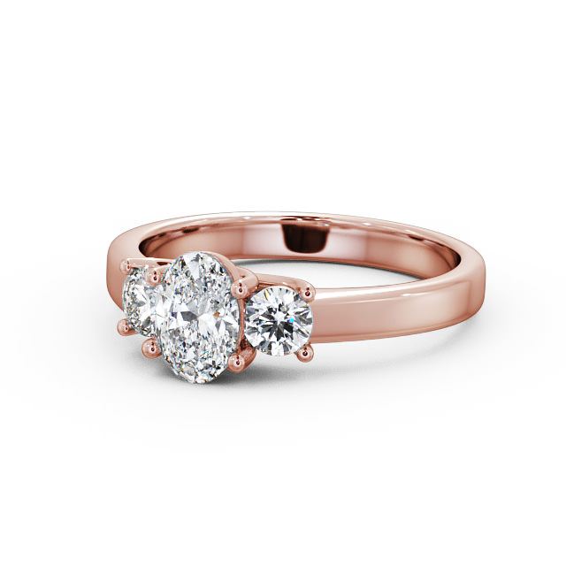 Three Stone Oval Diamond Ring 9K Rose Gold - Avery TH30_RG_FLAT