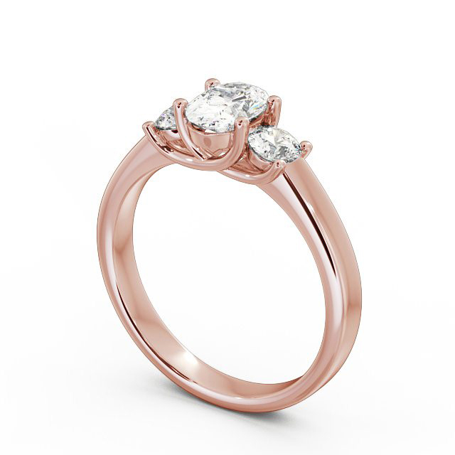 Three Stone Oval Diamond Ring 9K Rose Gold - Avery