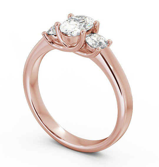 Three Stone Oval Diamond Sweeping Prongs Trilogy Ring 9K Rose Gold TH30_RG_THUMB1