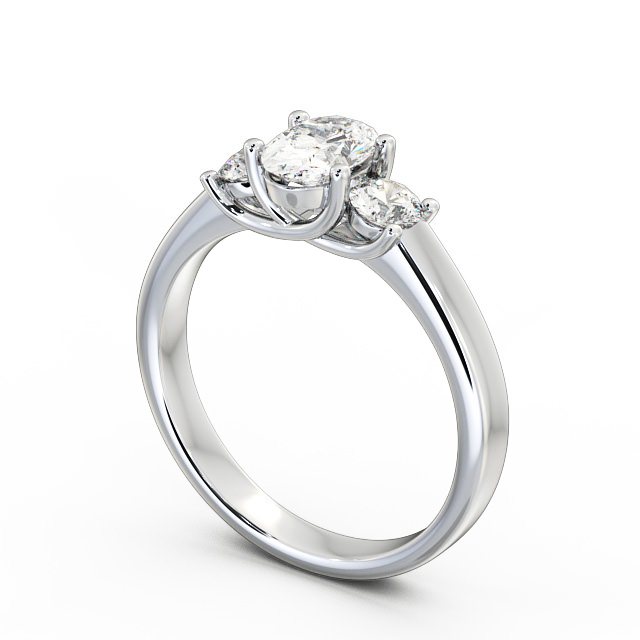 Three Stone Oval Diamond Ring 18K White Gold - Avery TH30_WG_SIDE