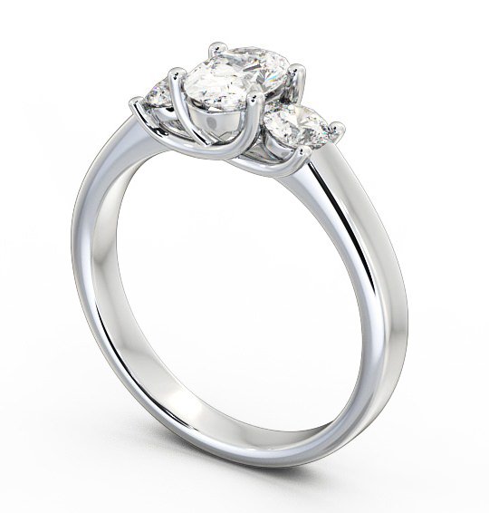Three Stone Oval Diamond Sweeping Prongs Trilogy Ring 18K White Gold TH30_WG_THUMB1 