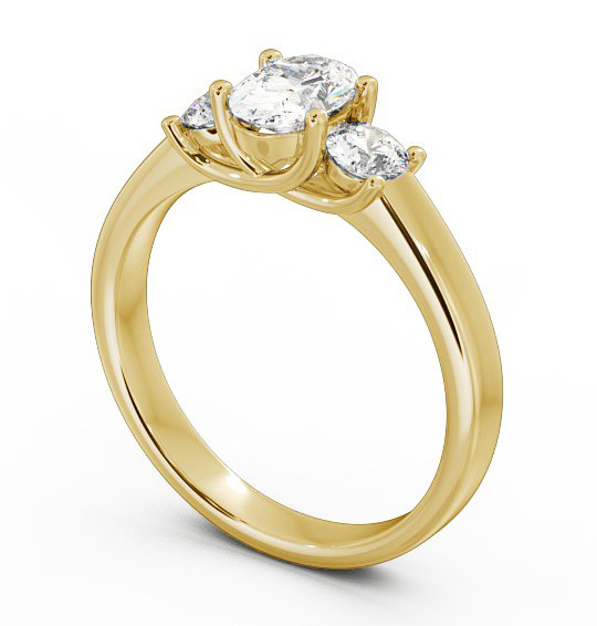 Three Stone Oval Diamond Sweeping Prongs Trilogy Ring 18K Yellow Gold TH30_YG_THUMB1