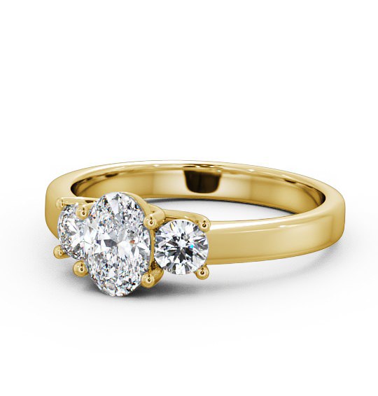Three Stone Oval Diamond Sweeping Prongs Trilogy Ring 9K Yellow Gold TH30_YG_THUMB2 