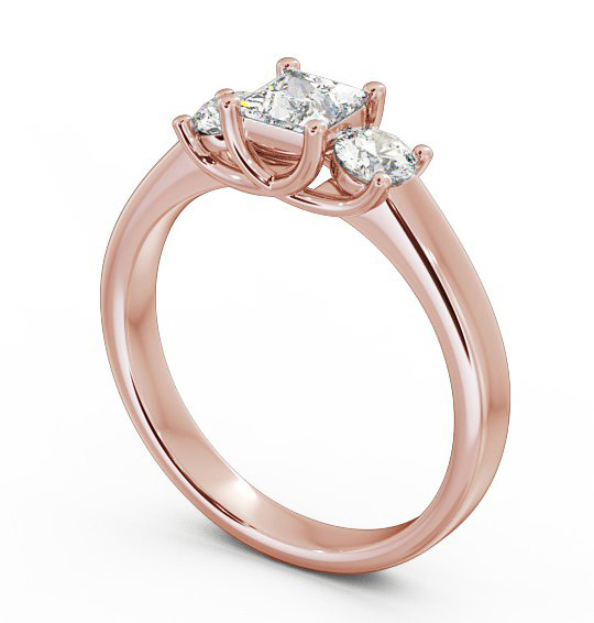 Three Stone Princess Diamond Sweeping Prongs Trilogy Ring 18K Rose Gold TH31_RG_THUMB1