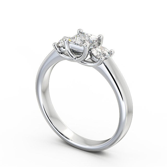 Three Stone Princess Diamond Ring 18K White Gold - Capri