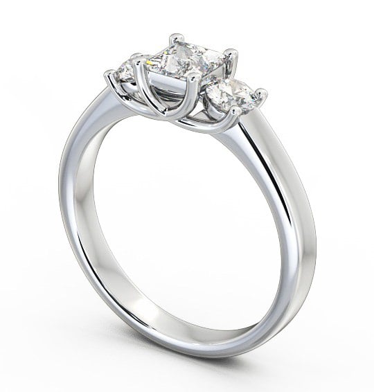 Three Stone Princess Diamond Sweeping Prongs Trilogy Ring Platinum TH31_WG_THUMB1