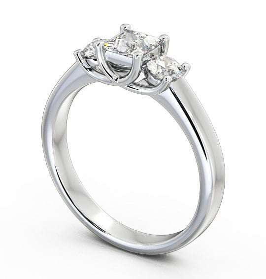 Three Stone Princess Diamond Sweeping Prongs Trilogy Ring Palladium TH31_WG_THUMB1 