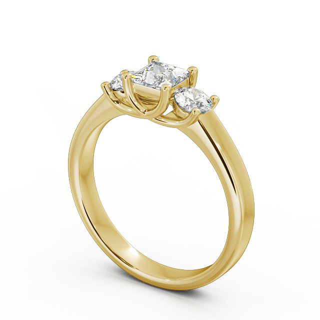 Three Stone Princess Diamond Ring 18K Yellow Gold - Capri TH31_YG_SIDE
