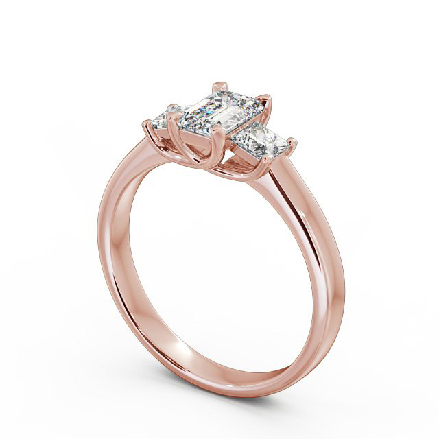 Three Stone Emerald Diamond Ring 18K Rose Gold - Ciana TH32_RG_SIDE