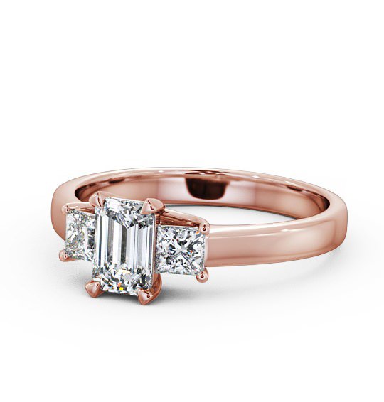  Three Stone Emerald Diamond Ring 9K Rose Gold - Ciana TH32_RG_THUMB2 