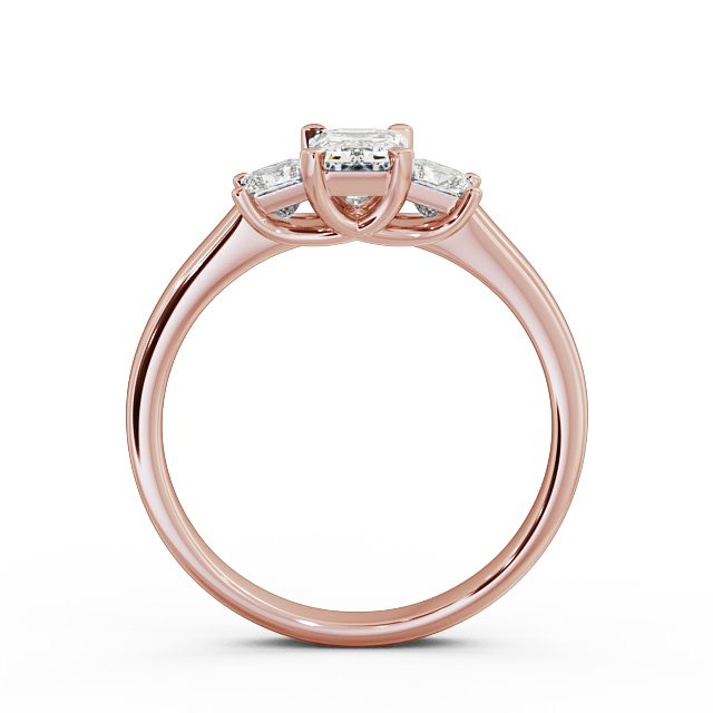 Three Stone Emerald Diamond Ring 9K Rose Gold - Ciana TH32_RG_UP