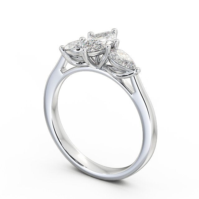 Three Stone Marquise Diamond Ring 18K White Gold - Emily TH33_WG_SIDE