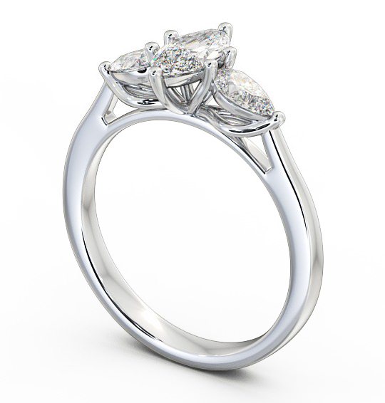 Three Stone Marquise Diamond Ring 9K White Gold - Emily TH33_WG_THUMB1