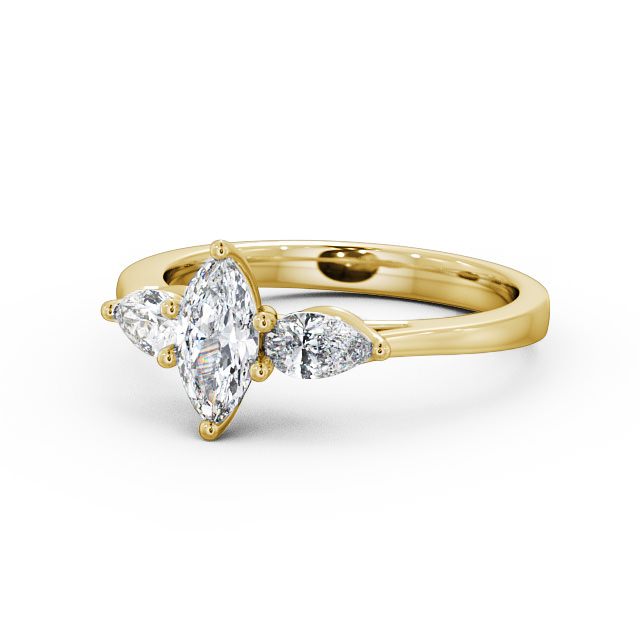 Three Stone Marquise Diamond Ring 18K Yellow Gold - Emily TH33_YG_FLAT